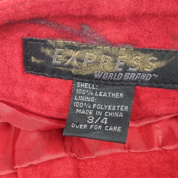 Express Women's Red Leather Skirt. Size 3/4 - Picture 7 of 8